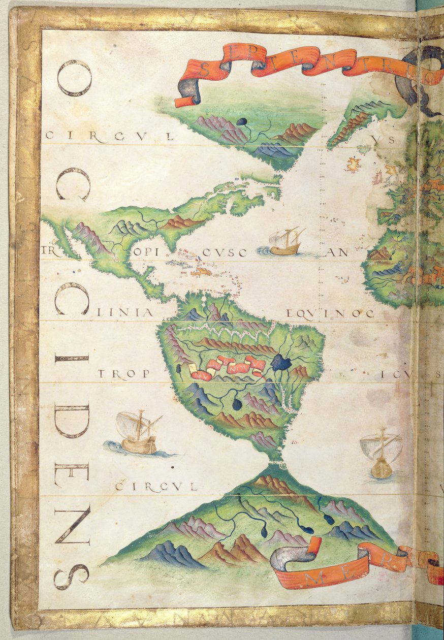 अमेरिका, विश्व एटलस से विस्तार, 1565 (वेल्लम) द्वारा डिएगो होमेम