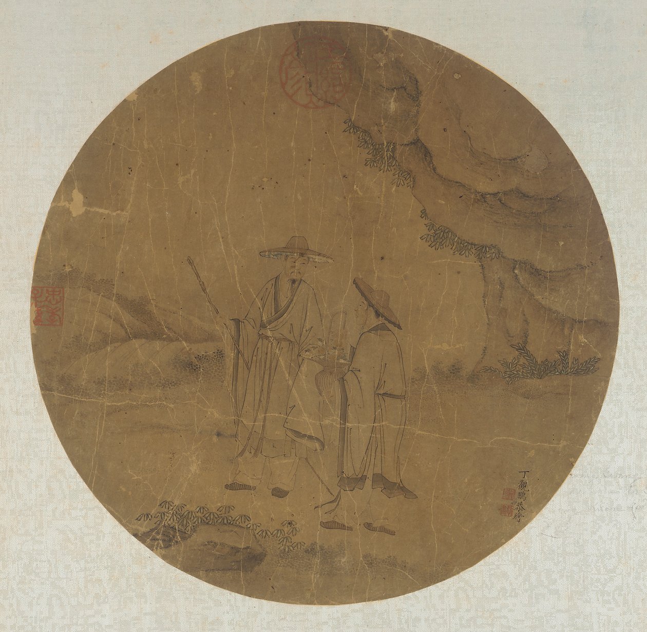 लैंडस्केप: दो आंकड़े, किंग राजवंश, 18वीं शताब्दी। द्वारा डिंग गुआनपेंग