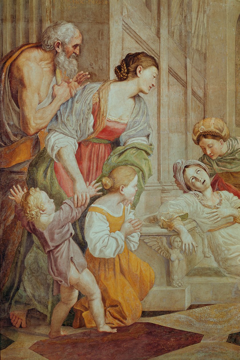 सेंट सेसिलिया की मृत्यु का विवरण, c.1614 (434854 का विस्तार) द्वारा Domenichino