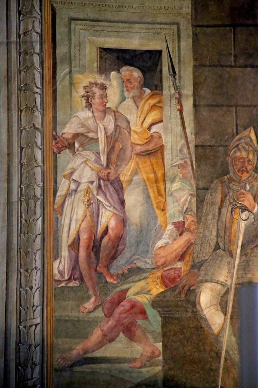 सेंट पीटर एक परी के साथ जेल से भाग निकला, 1604 द्वारा Domenichino