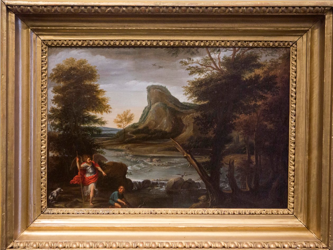 टोबियोलो एंड द एंजल, XVII सदी (कैनवास पर तेल) द्वारा Domenichino