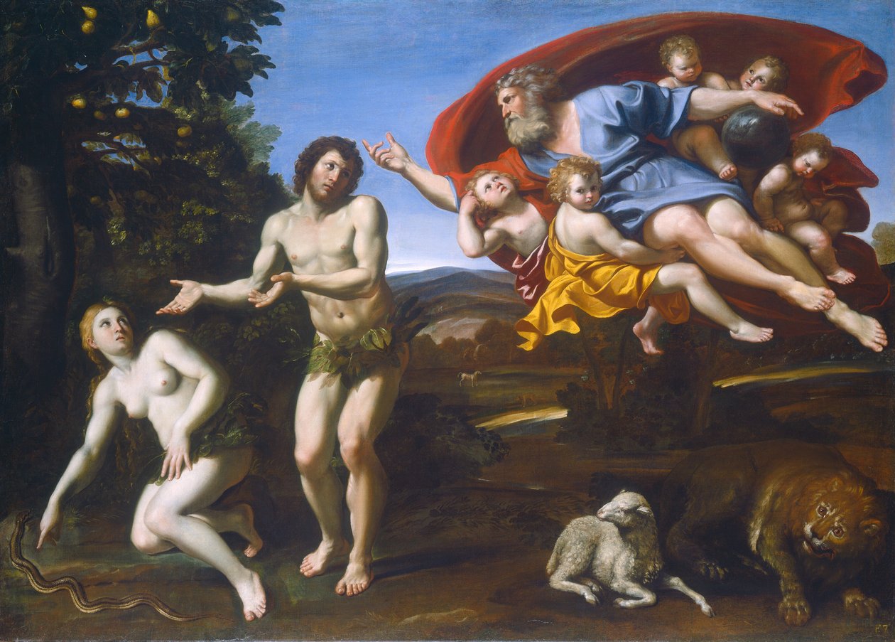 आदम और हव्वा की फटकार, 1626। द्वारा Domenichino