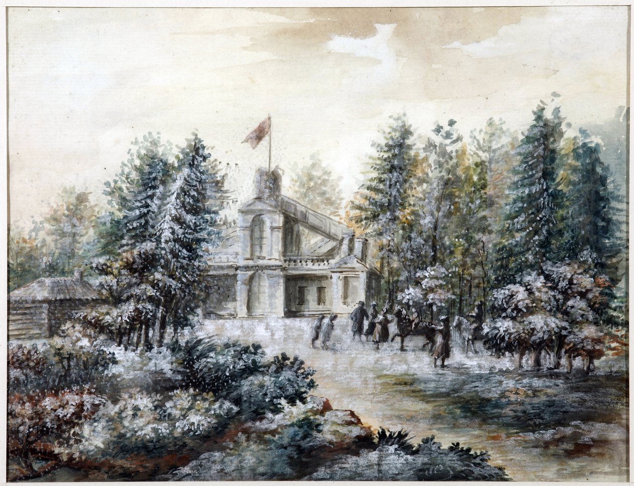 Pavillon de chasse Crack, a Pavlovsk - Pavlovsk में Krak हाउस - Domenico Felice Lamoni (1745-1830)। कागज पर जल रंग और सफेद रंग, 1778 के बाद। सेंट पीटर्सबर्ग के इतिहास का राज्य संग्रहालय द्वारा डोमिनिको फेलिस लामोनी