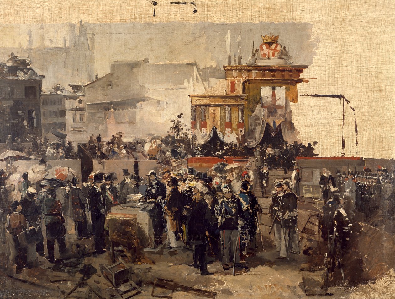 7 मार्च को मिलान में गैलेरिया विक्टर इमैनुएल II की आधारशिला रखी गई द्वारा डोमनिको इंडुनो