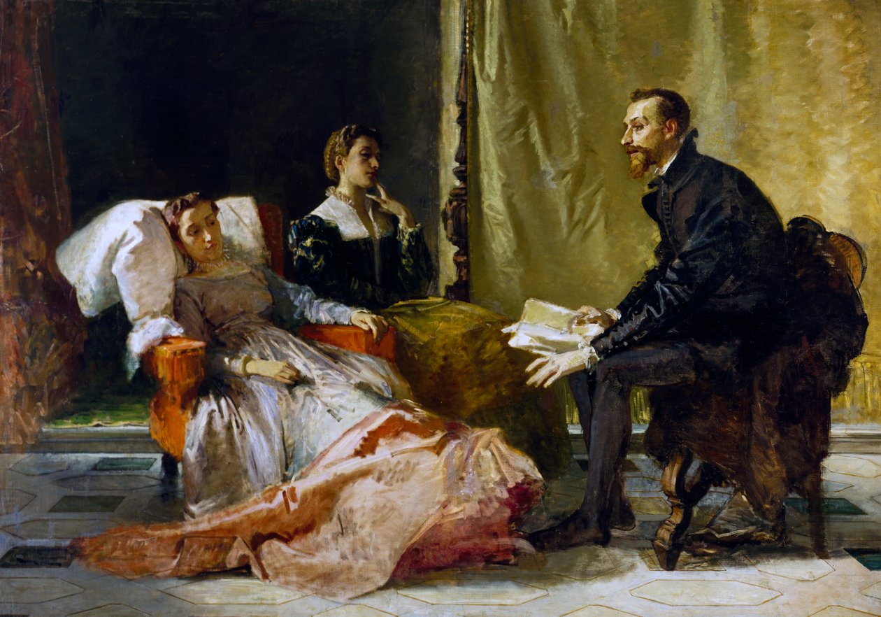 Torquato Tasso (1544-1595) पढ़ता है यरूशलेम Eleonora d'Este . को दिया गया द्वारा डोमनिको मोरेली