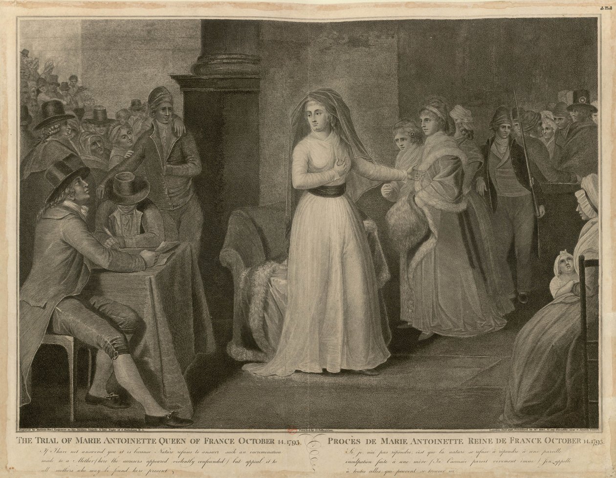 14 अक्टूबर, 1793 को फ्रांस की रानी मैरी एंटोनेट का परीक्षण। द्वारा डोमनिको पेलेग्रिनी