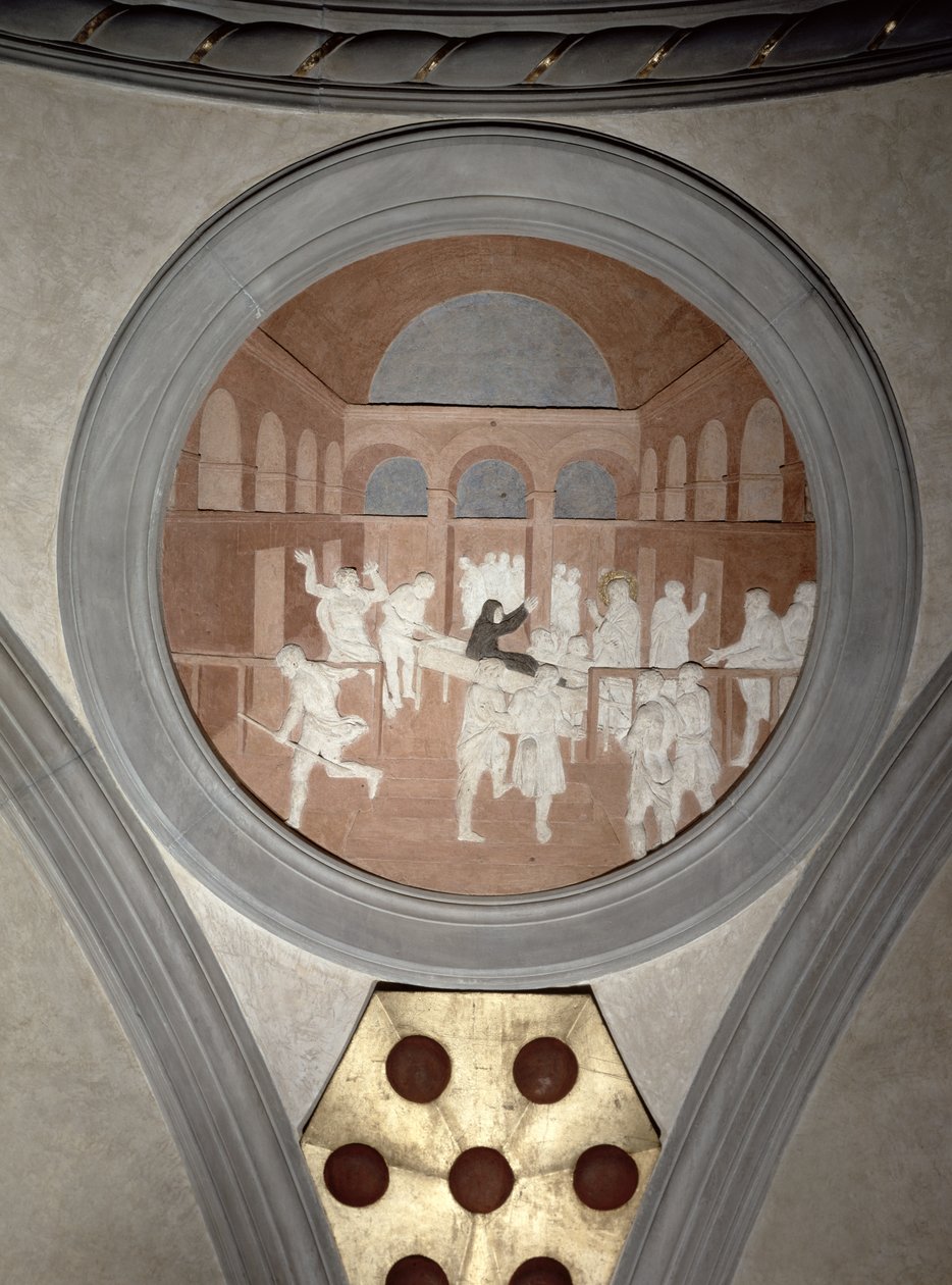 ड्रूसियाना की स्थापना, स्पैन्ड्रेल पदक, c.1425 (प्लास्टर) द्वारा Donatello