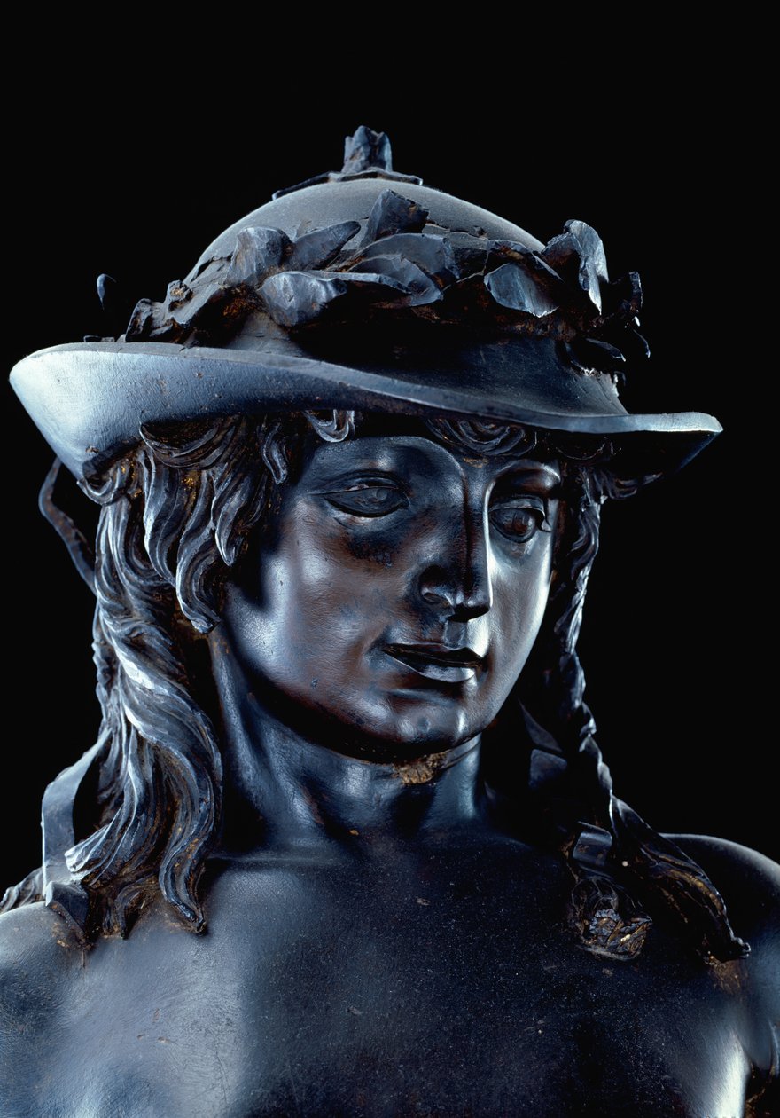डेविड, सिर का विवरण, c.1440 (कांस्य) (11969-70 भी देखें) द्वारा Donatello