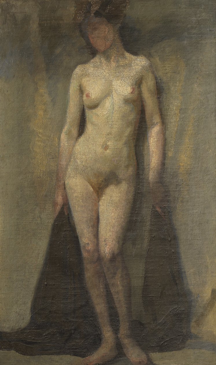 स्थायी महिला नग्न (रेक्टो), c.1910 (कैनवास पर तेल) द्वारा डोरा (Attr। To) कैरिंगटन