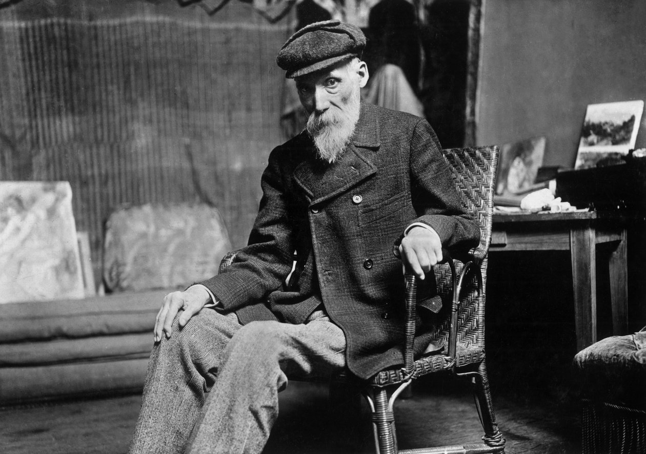 अगस्टे रेनॉयर (1841-1919), फ्रांसीसी चित्रकार, काग्नेस-ऑन-मेर (आल्प्स-मैरीटाइम्स) में अपनी कार्यशाला में, लगभग 1907 द्वारा डोर्नैकी
