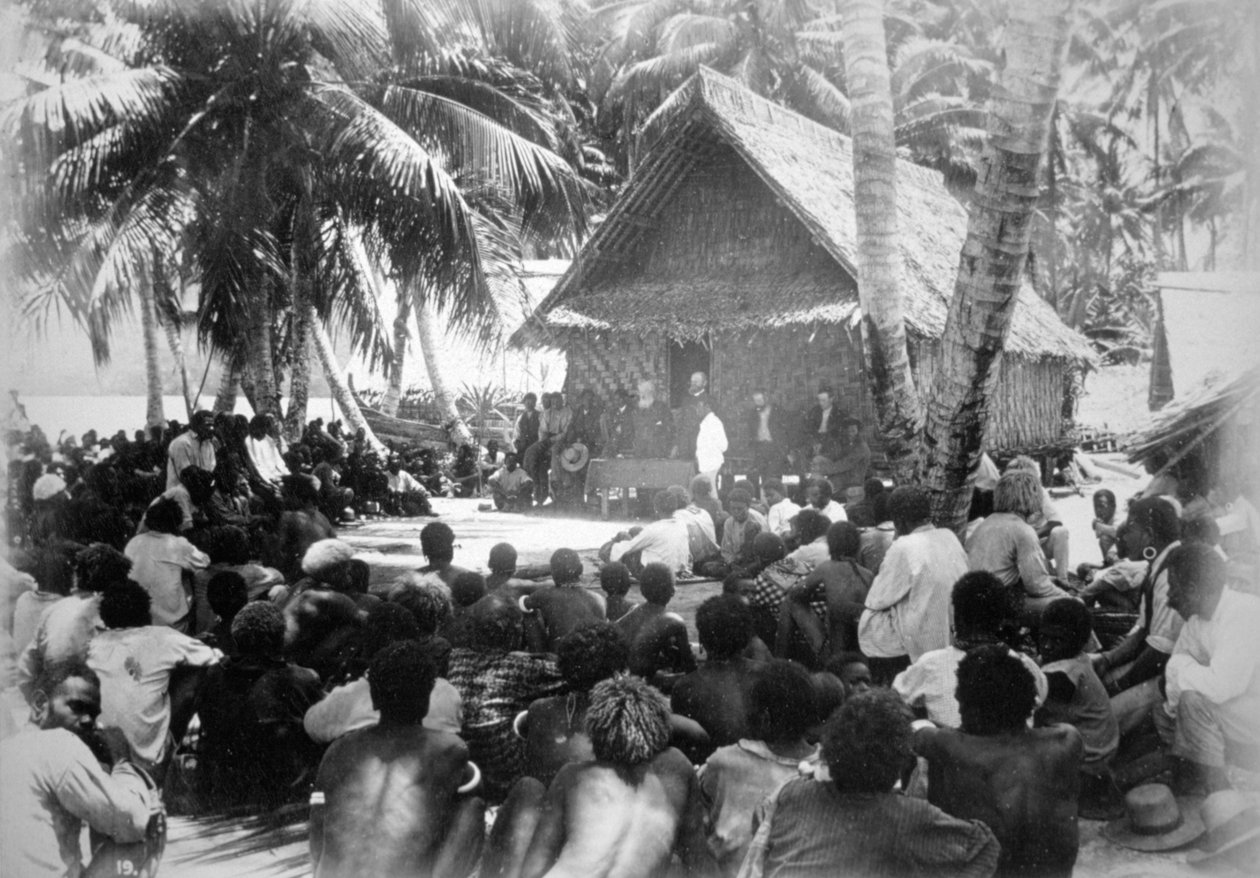 हांगो, फ्लोरिडा, सोलोमन द्वीप, 1892 में संसद। द्वारा डॉ। वेल्चमैन