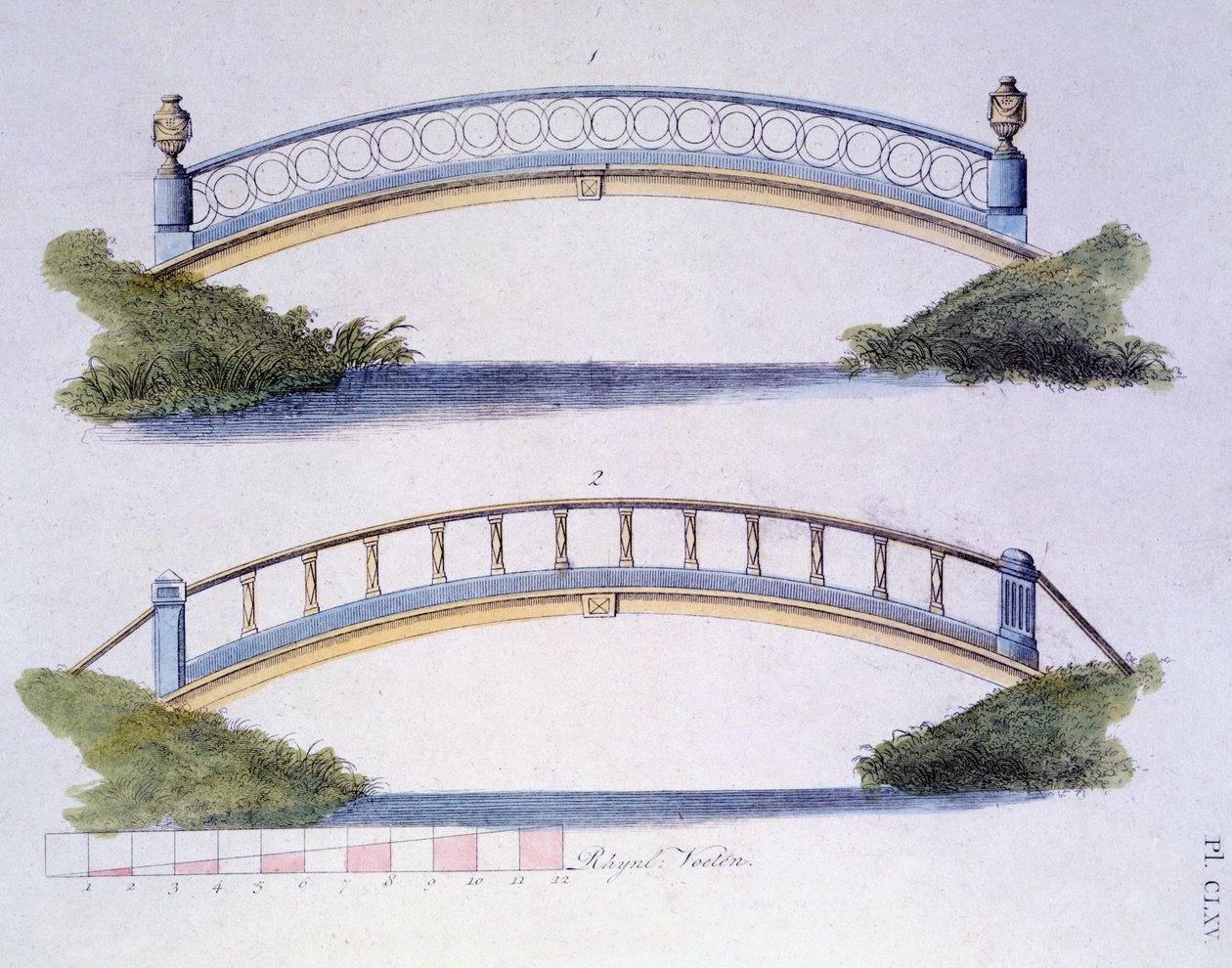 जी। वैन लार द्वारा मैगज़ीन ऑफ़ गार्डन जेम्स से ब्रिज डिज़ाइन, 1802 में प्रकाशित द्वारा डच स्कूल