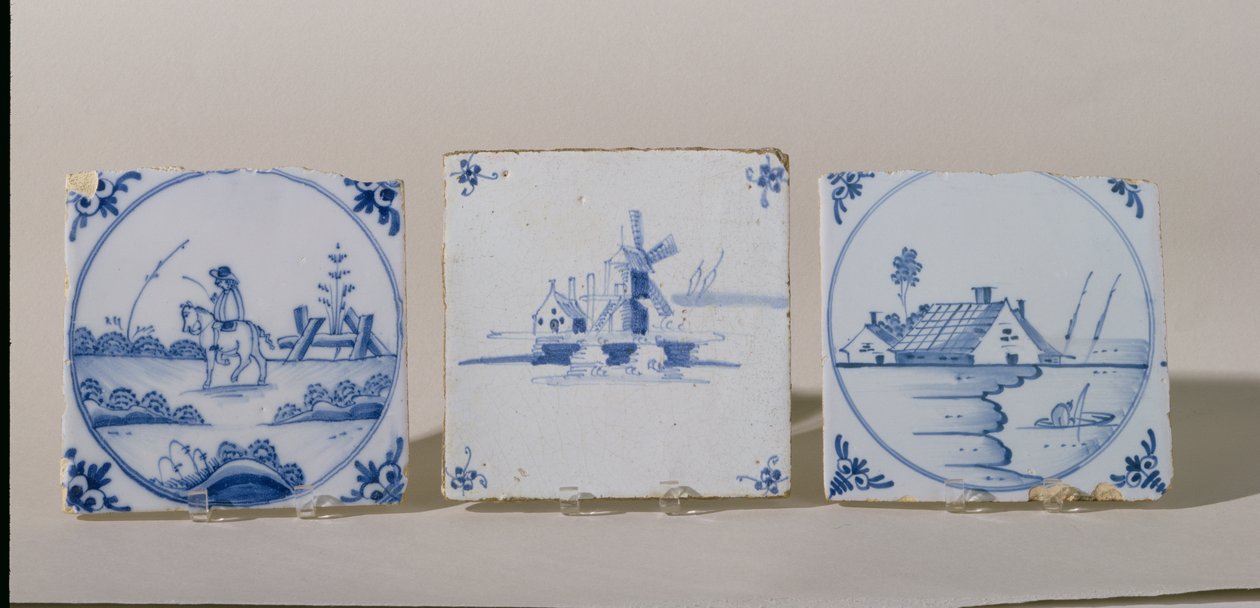 डेल्फ़्ट टाइलें, c.1750-1800 (मिट्टी के बरतन) द्वारा डच स्कूल
