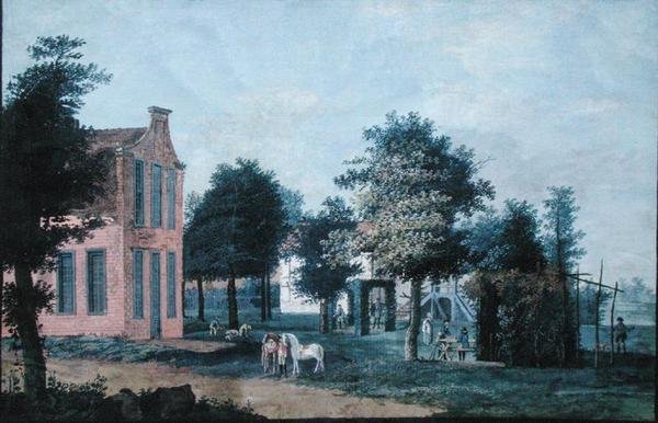 गार्डन सेटिंग में व्याध, c.1770 (कागज पर गौचे) द्वारा डच स्कूल