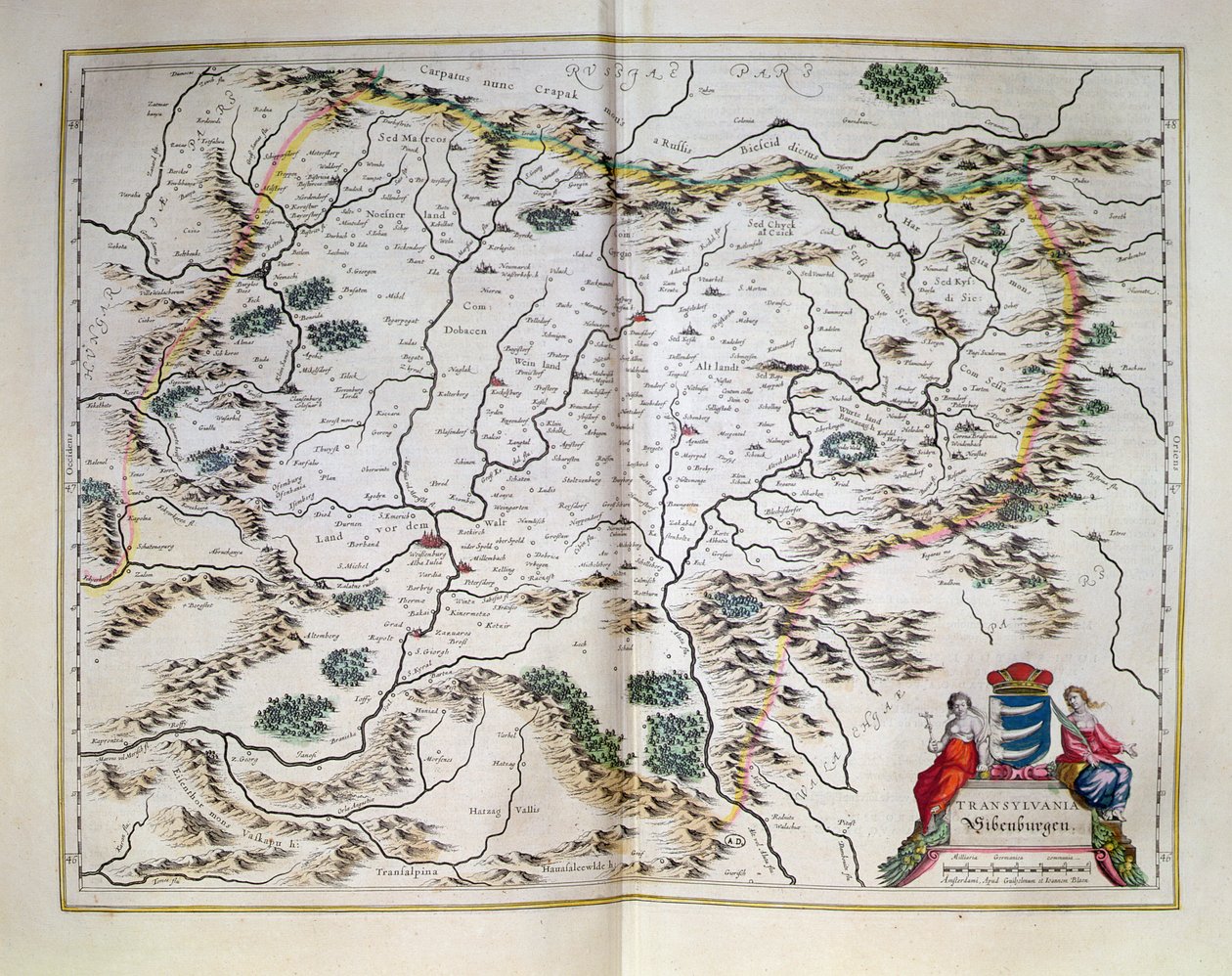 ट्रांसिल्वेनिया का नक्शा, एटलस, एम्स्टर्डम, 1657 से द्वारा डच स्कूल