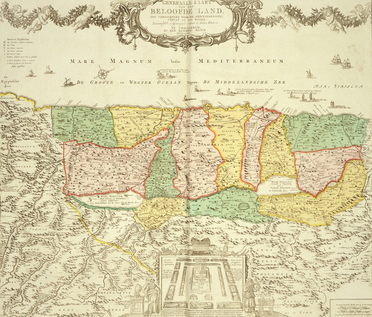 पवित्र भूमि का नक्शा, पब। Jan Barend Elwe, एम्स्टर्डम, 1742 द्वारा द्वारा डच स्कूल