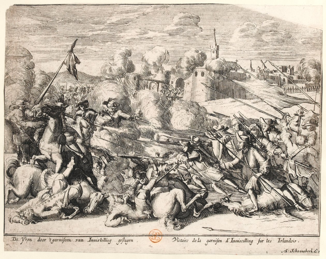 1689 में आयरिश पर एनीस्किलन गैरीसन की विजय, c.1691 द्वारा डच स्कूल
