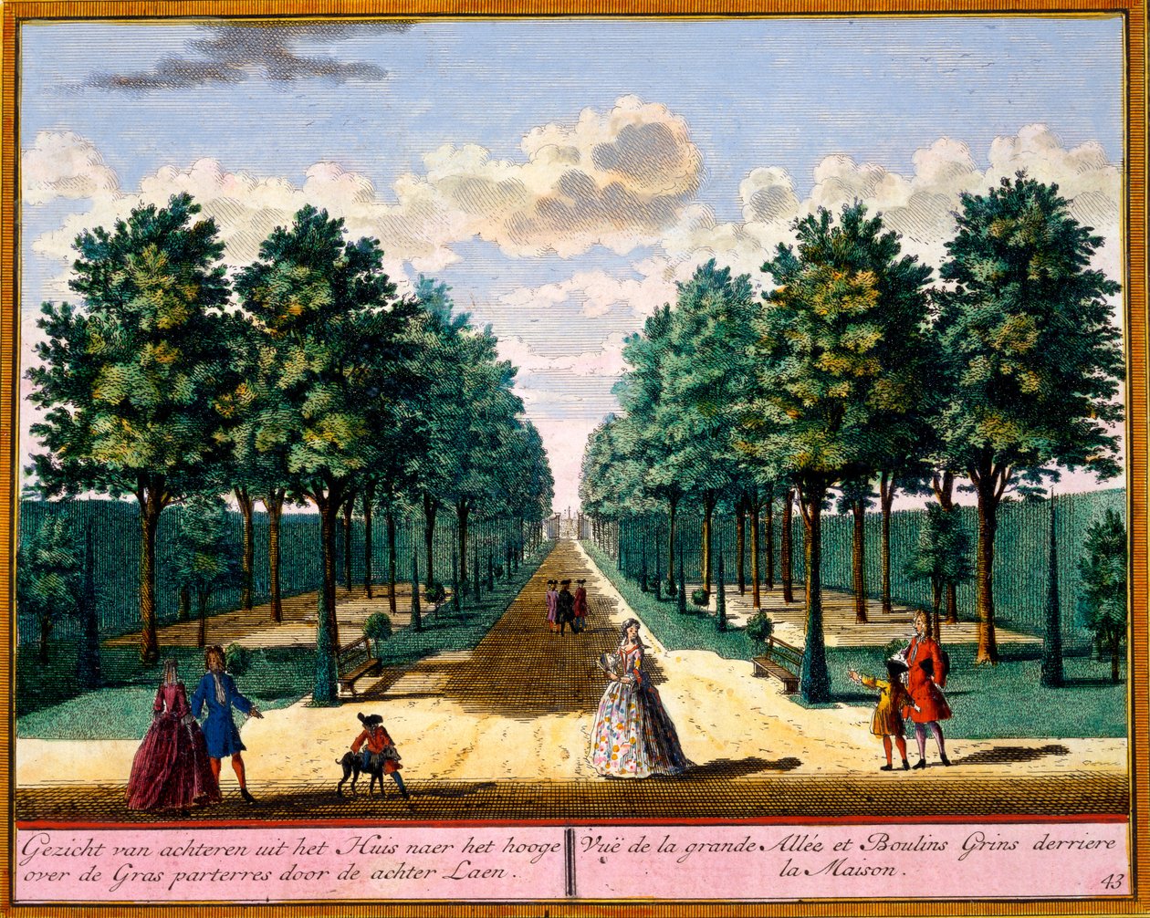 Hendrick de Leth और Matthias Brouerius Van Nidek द्वारा Het Zeganpralent Kennemerlant से घर के पीछे पैदल मार्ग का दृश्य, c.1700-30 प्रकाशित द्वारा डच स्कूल