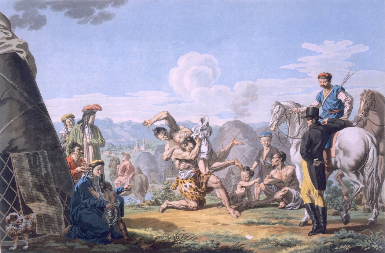 कलमुक्स रेसलिंग, 1812-13 द्वारा ई। कारनेजेफ