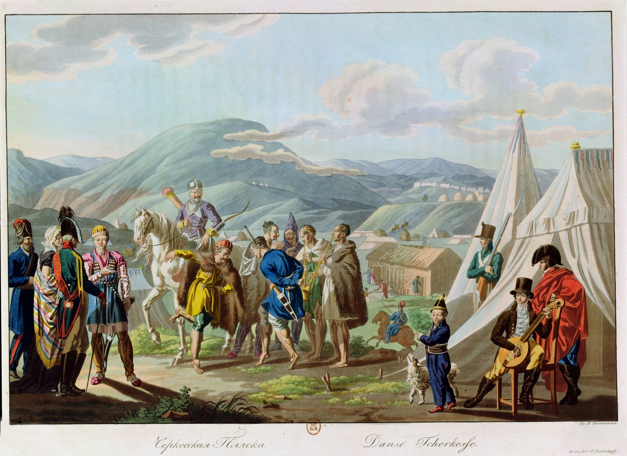 स्कॉचनिकोव द्वारा उत्कीर्ण एक टॉर्केसी नृत्य, 1813 (एक्वाटिंट) द्वारा ई। केटोरेव
