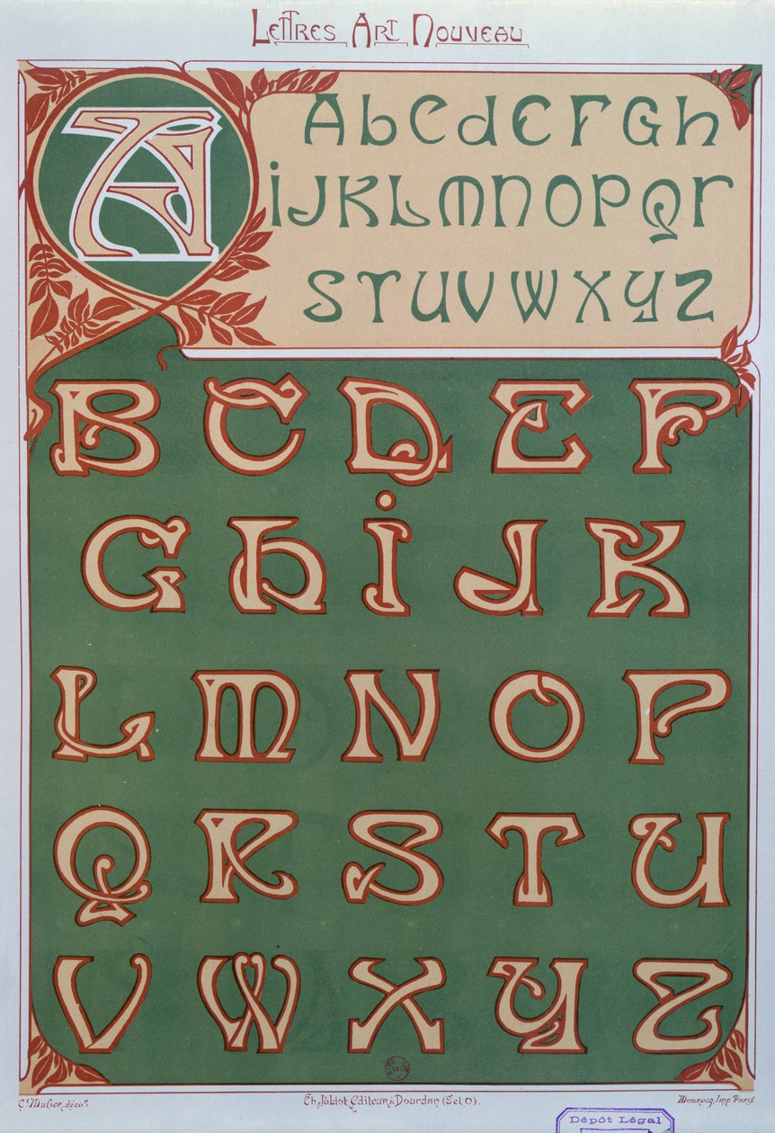 &39;आर्ट नोव्यू&39; वर्णमाला, 1903 द्वारा ई। मुलियर