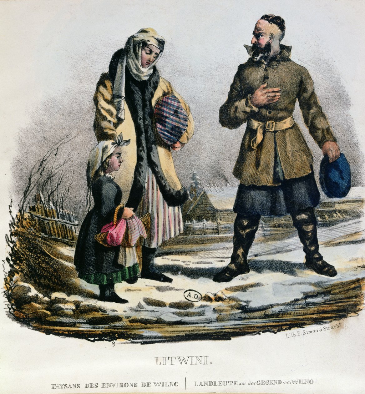 विनियस क्षेत्र से लिथुआनियाई किसान, c.1830-40 द्वारा ई। साइमन