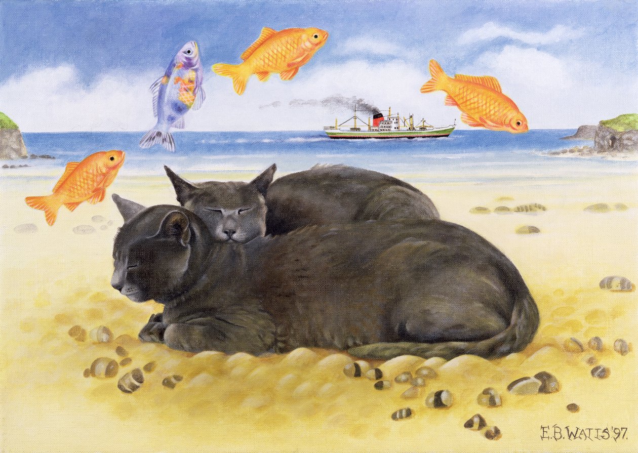 मछली के सपने, 1997 (कैनवास पर एक्रिलिक) द्वारा ईब वाट्स