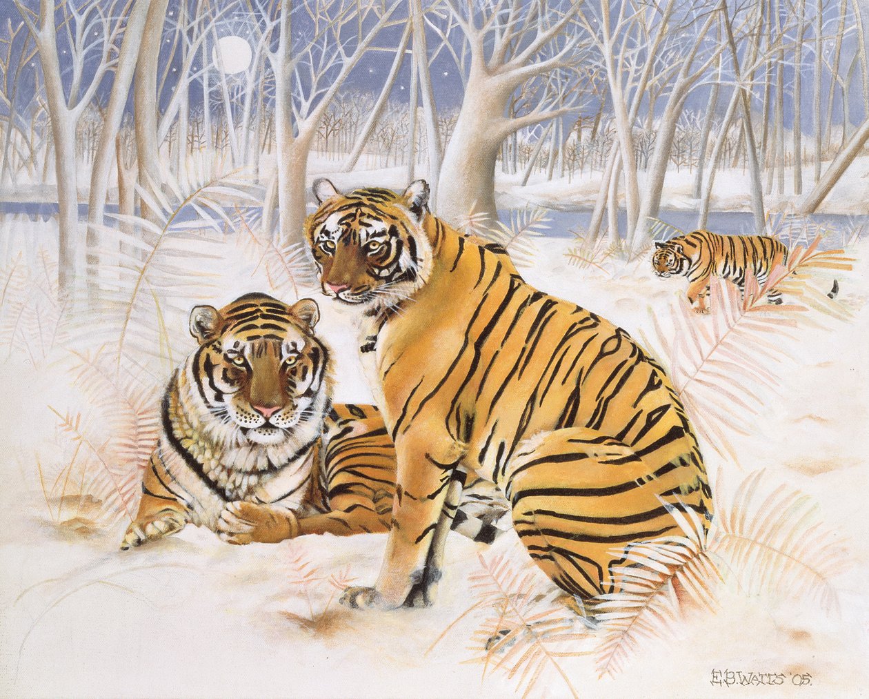 स्नो में बाघ, 2005 (कैनवास पर एक्रिलिक) द्वारा ईब वाट्स