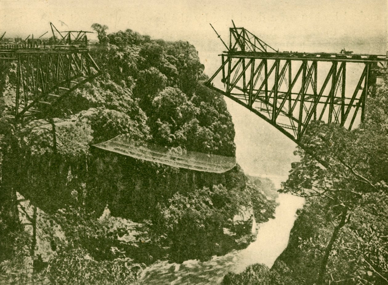 ज़ांबेसी रेलवे ब्रिज का निर्माण, c1930। द्वारा ENA