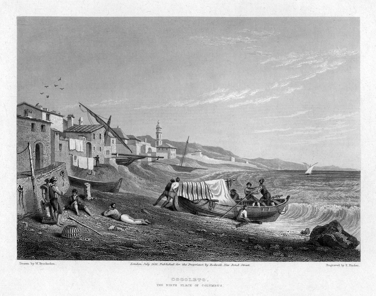 कोलंबो, इटली का जन्म स्थान, 1828। द्वारा ई। खोजो