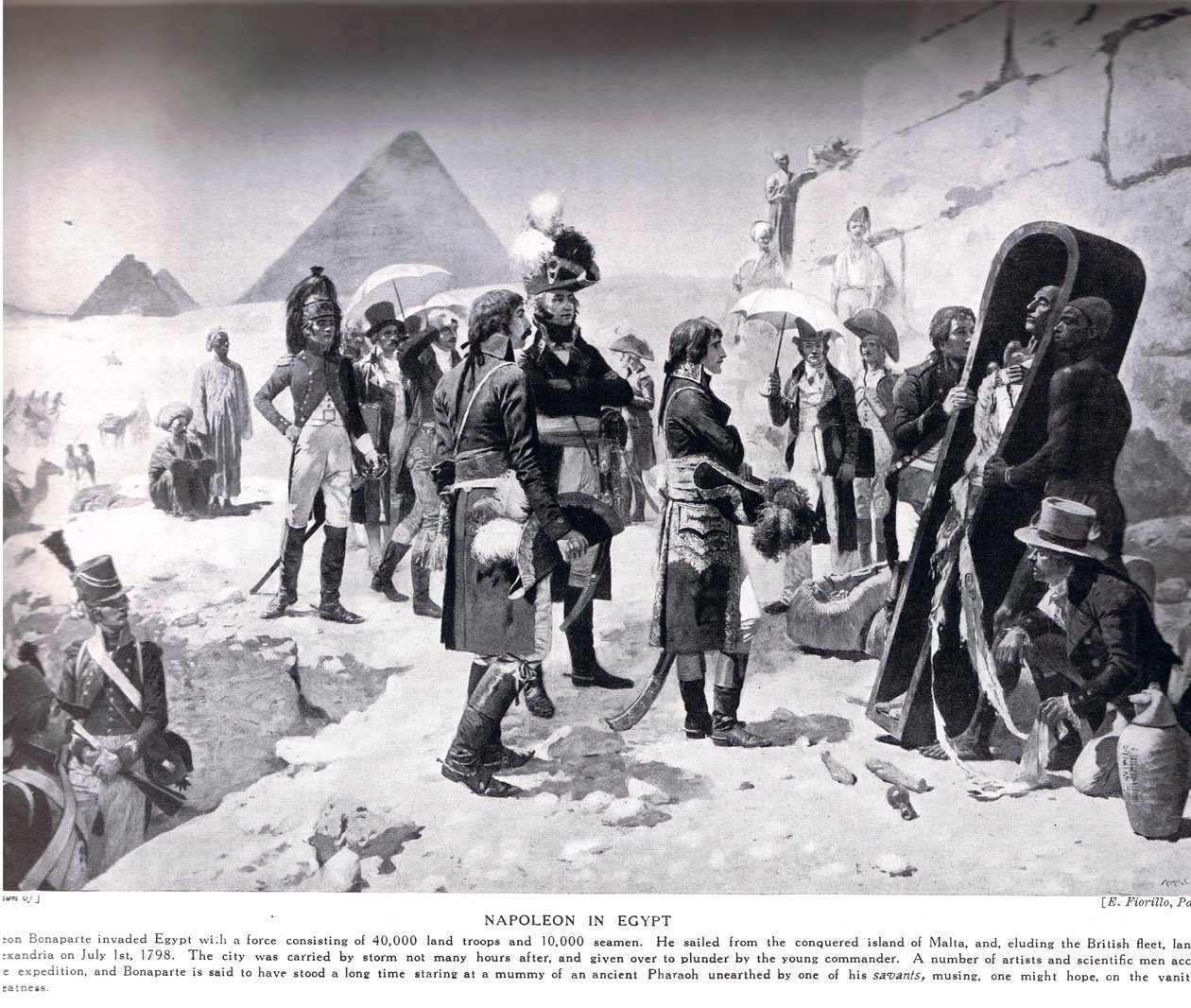 मिस्र में नेपोलियन, &39;हचिन्सन हिस्ट्री ऑफ द नेशंस&39; का चित्रण, c.1910 द्वारा ई। फियोरिलो