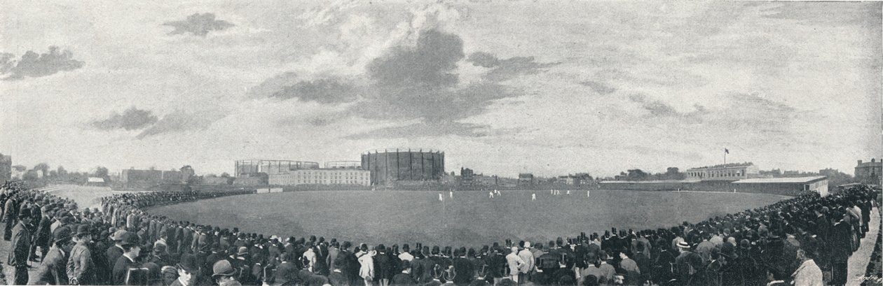 केनिंगटन ओवल में सरे और ऑस्ट्रेलियाई क्रिकेट मार्च, c1896 द्वारा ई हॉकिन्स एंड कंपनी