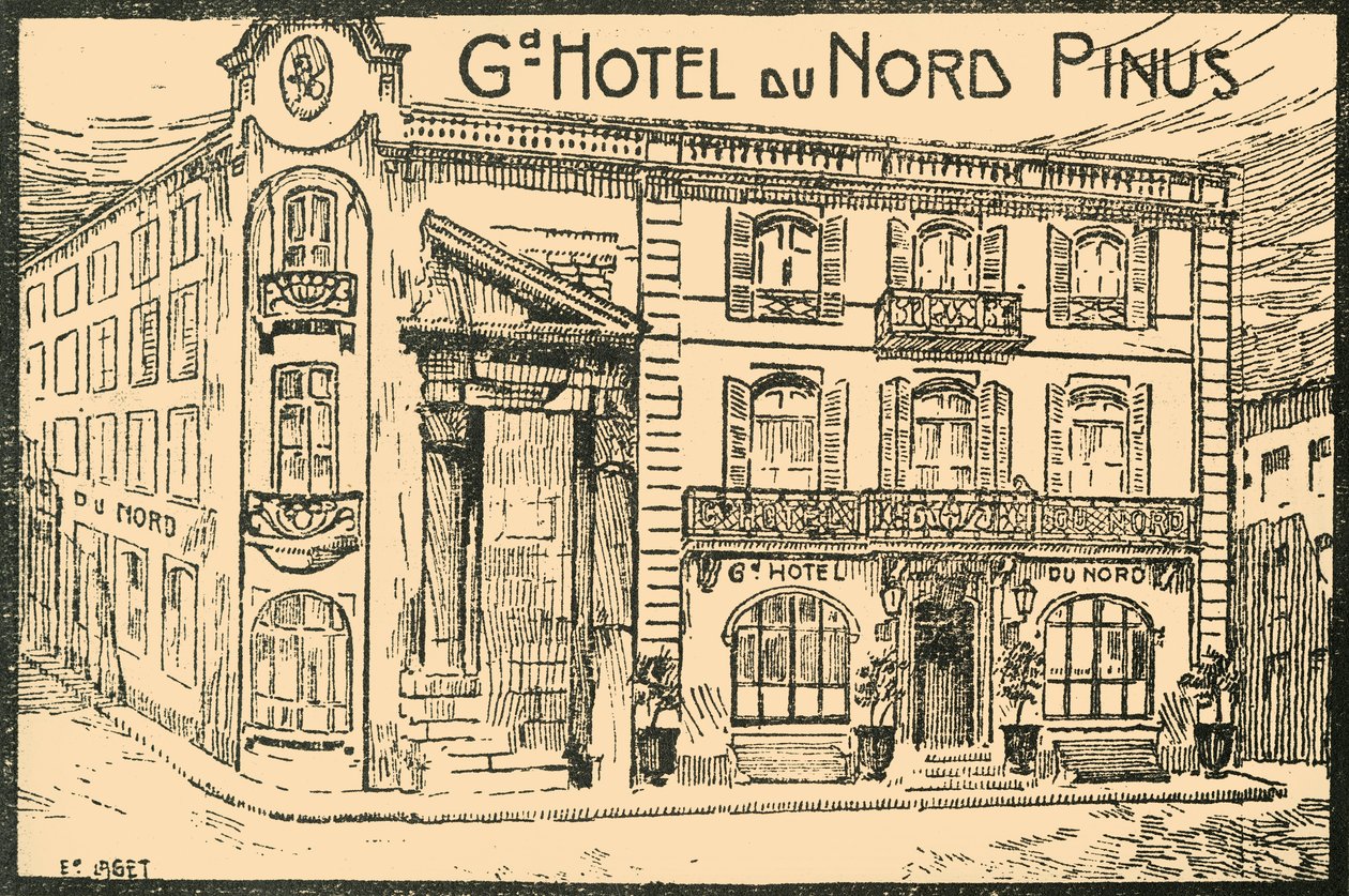 फेकाडे डी ल'होटल - फ्रंट ऑफ़ द होटल, c1920s। द्वारा ई लागेटे