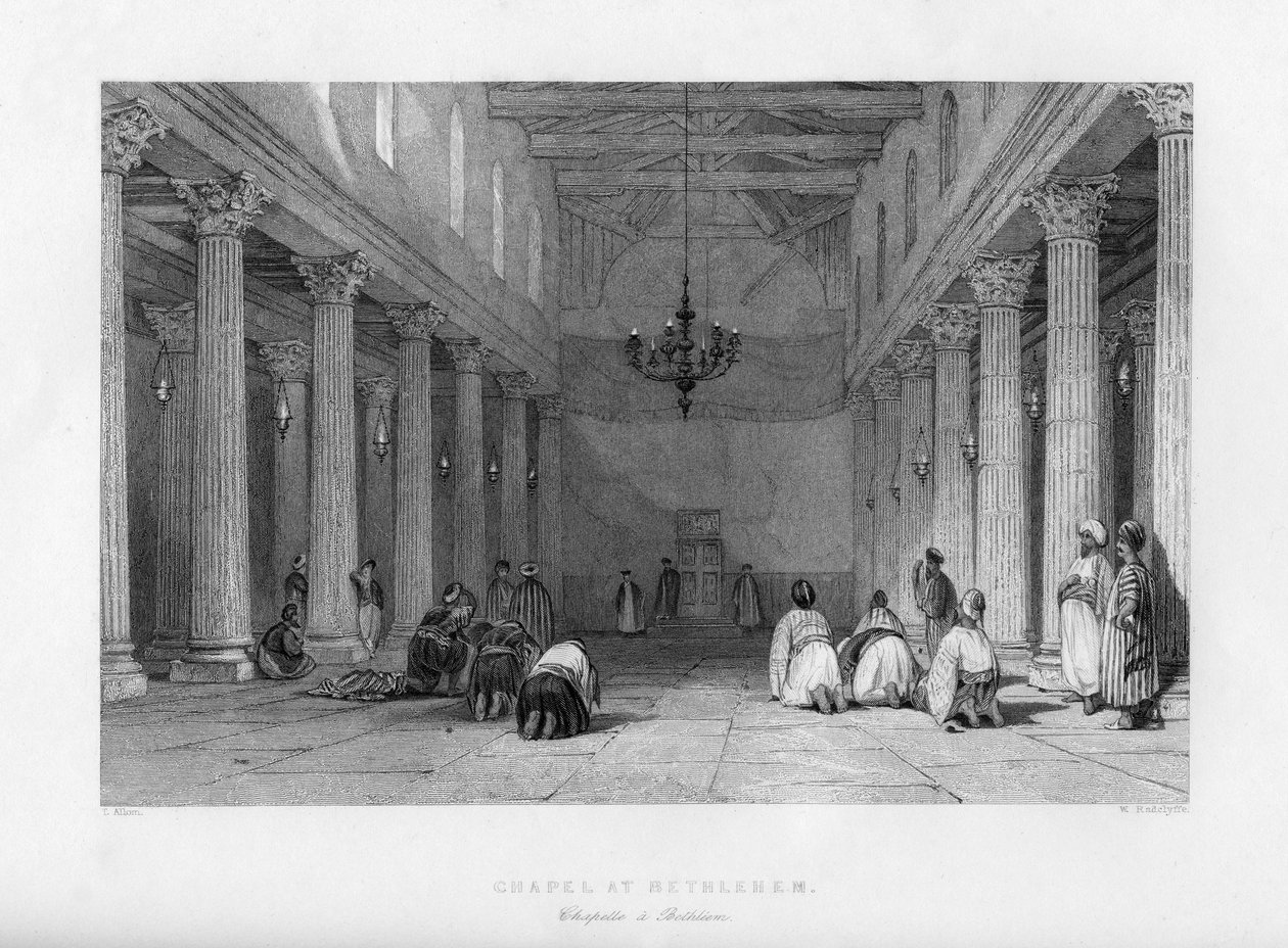 बेथलहम, इज़राइल, 1841 में एक चैपल। द्वारा ई। रेडक्लिफ