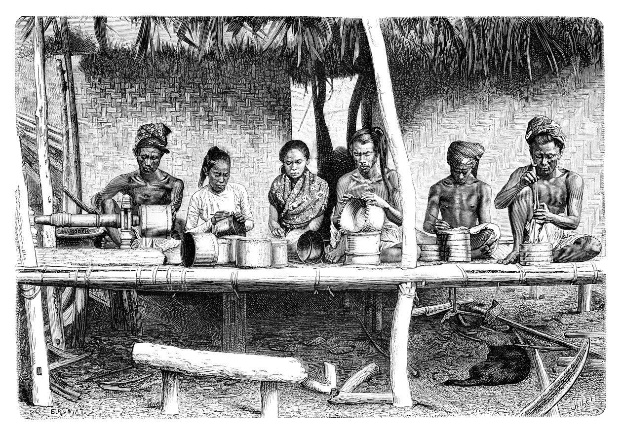 1895 में बर्मा म्यांमार के कारीगर। द्वारा एटिने एंटोनी यूजीन रोनजत