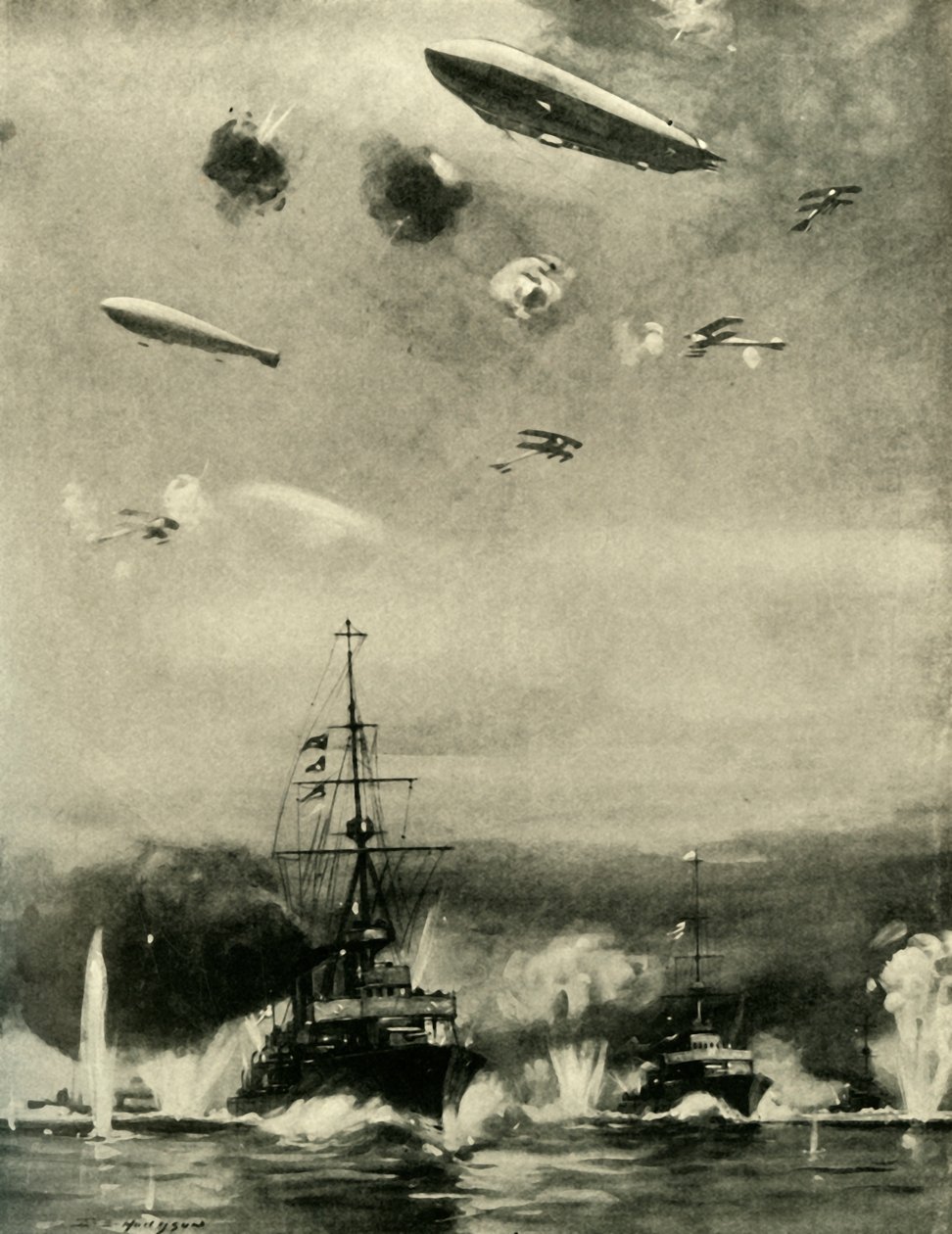 ब्रिटिश वायु छापे Cuxhaven, क्रिसमस दिवस, 1914, c1920 पर। द्वारा ईएस हॉजसन