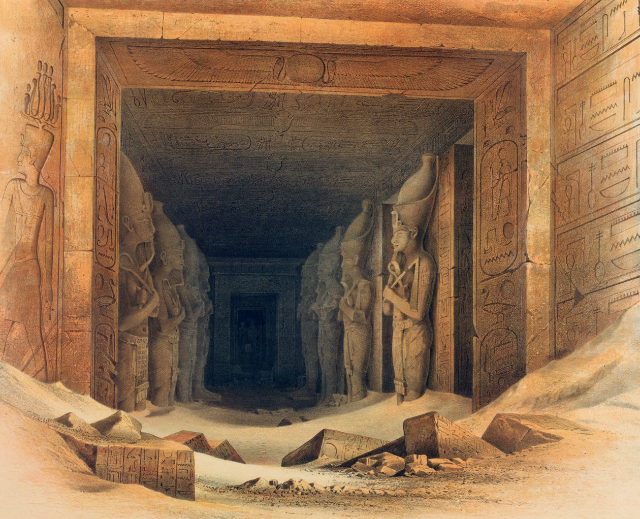 अबू सिंबल के मंदिर का आंतरिक भाग, मिस्र, 1842-1845 द्वारा ई वीडेनबैक