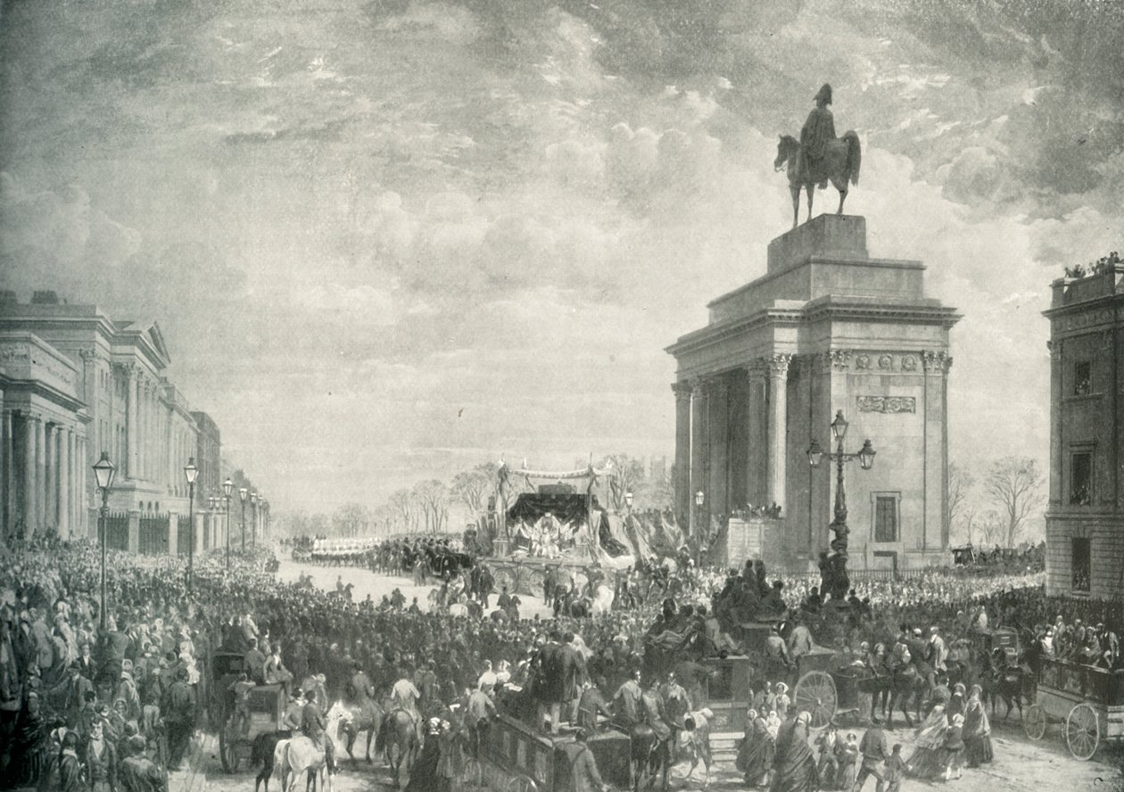 ड्यूक ऑफ द ड्यूक ऑफ वेलिंगटन पासिंग एप्सली हाउस, 18 नवंबर, 1852, सी 1897 द्वारा ई। और एस। वुडबरी