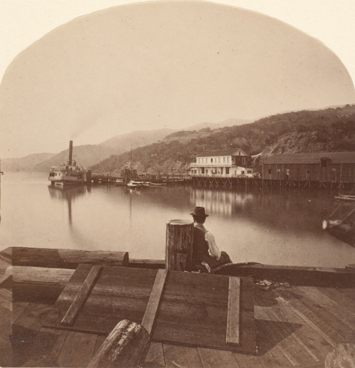 NPCRR घाट से सॉसलिटो, लुकिंग साउथ, ca. 1868. द्वारा एडवियर्ड मुयब्रिज