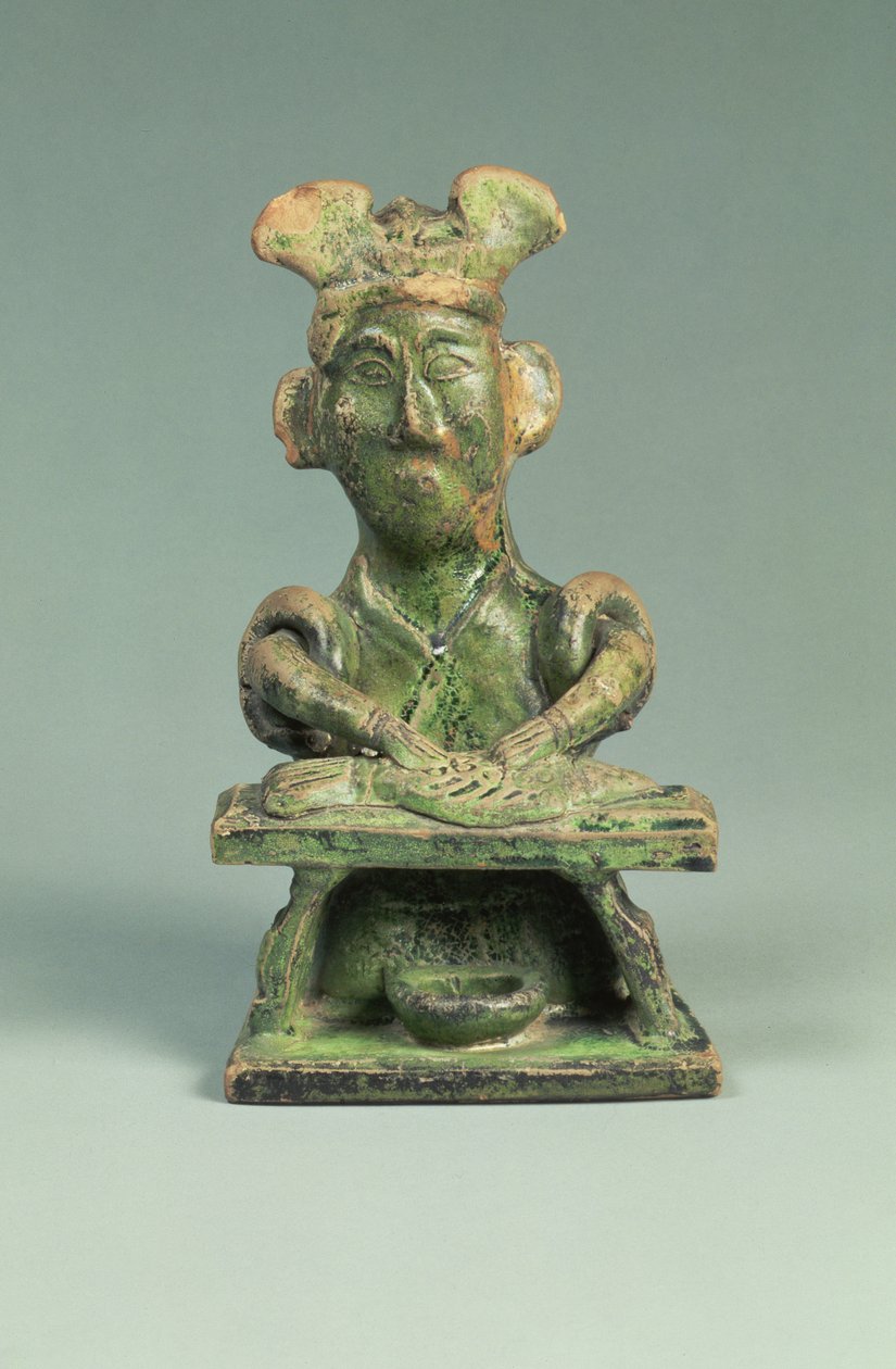 एक मछुआरे का चित्र, कब्र का शिल्प, पूर्वी हान राजवंश, 25-220 (मिट्टी के बरतन) द्वारा पूर्वी हान राजवंश चीनी स्कूल