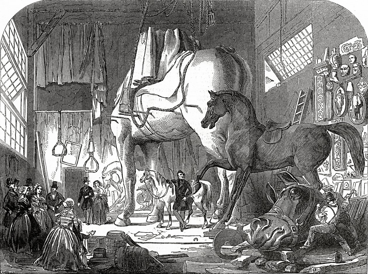 11 जुलाई 1846 को &39;द इलस्ट्रेटेड लंदन न्यूज&39; में प्रकाशित मिस्टर वायटस एटेलियर या मॉडल-रूम द्वारा एबेनेजर लैंडल्स