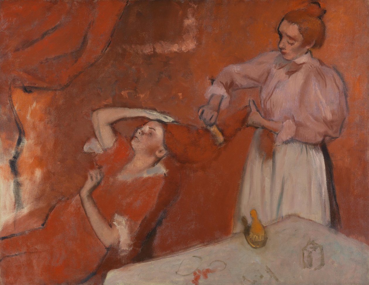 कमिंग द हेयर (ला कोइफ़्योर), c.1896 (कैनवास पर तेल) द्वारा एडगर डीगास