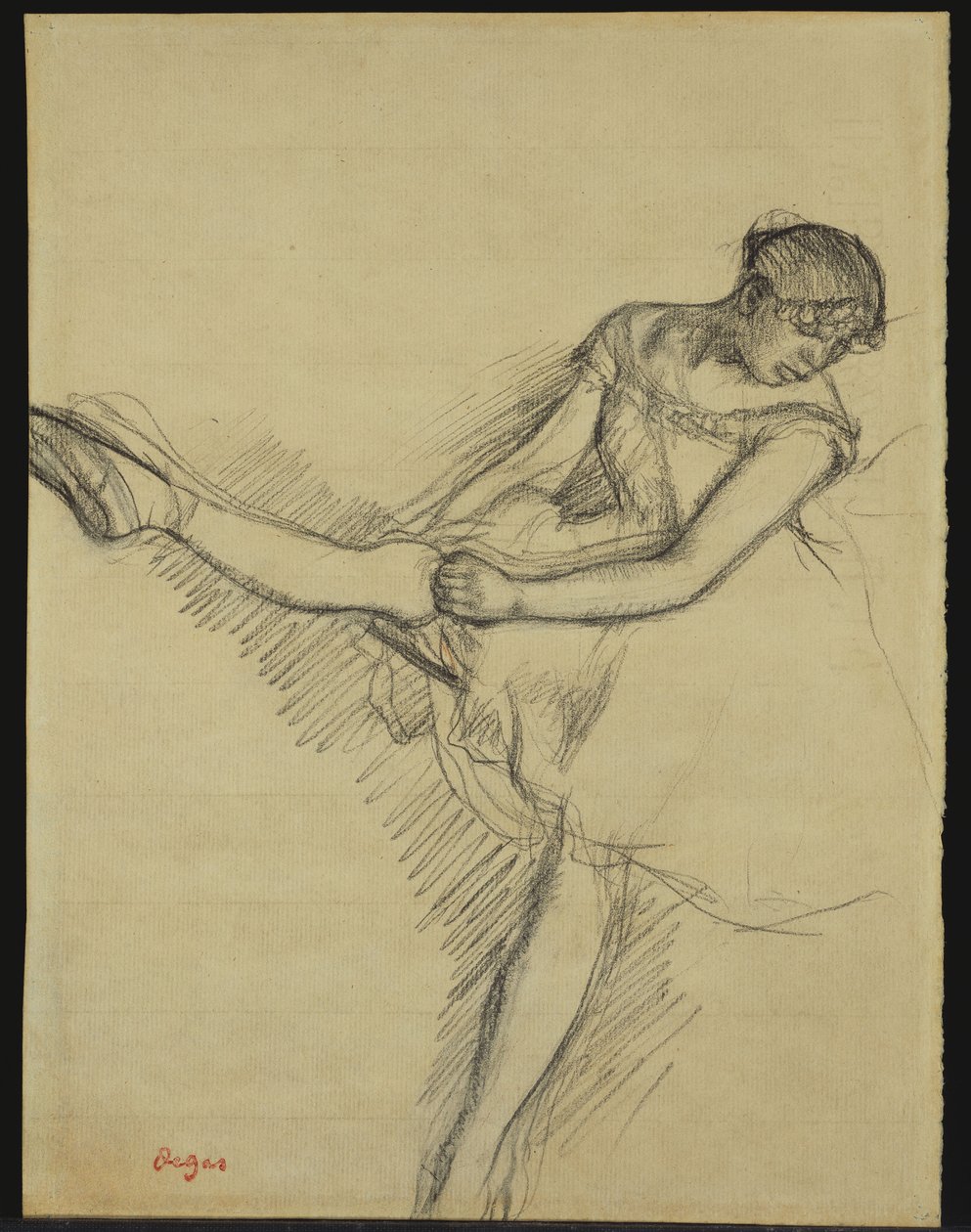 डांसर बैठा, उसके स्टॉकिंग को पढ़ना, c.1880 द्वारा एडगर डीगास
