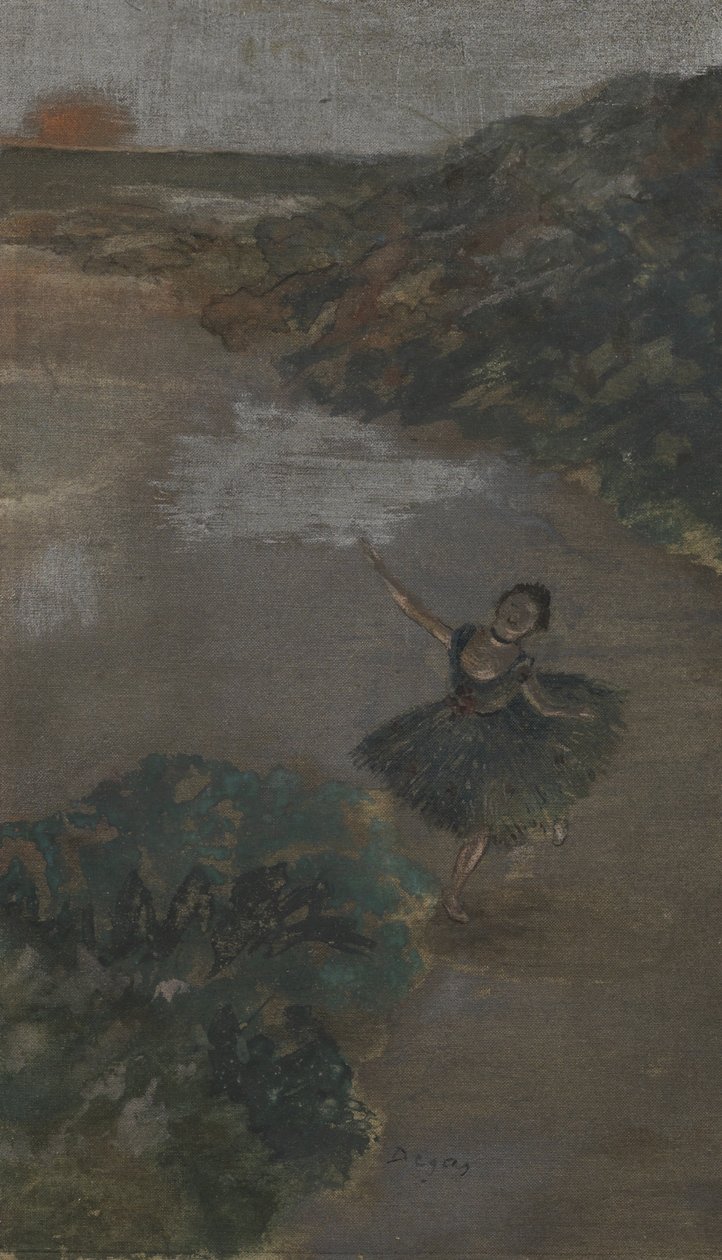स्टेज पर डांसर, c.1879 (रेशम पर गौचे) द्वारा एडगर डीगास