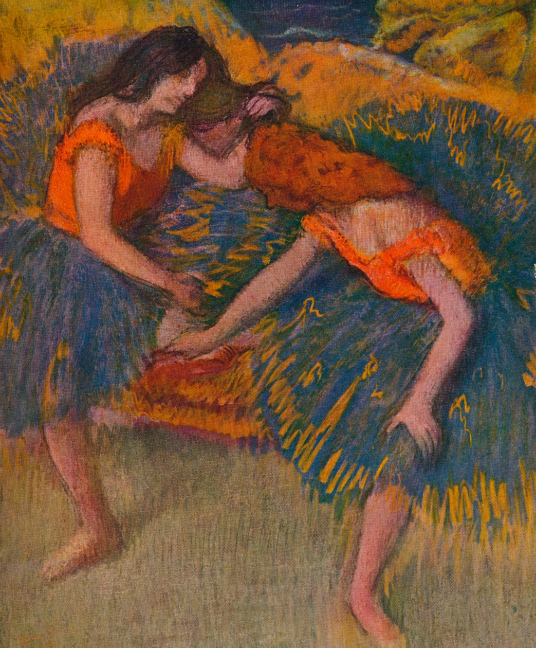 दो डांसर्स येलो कोर्सेज, c1902 द्वारा एडगर डीगास