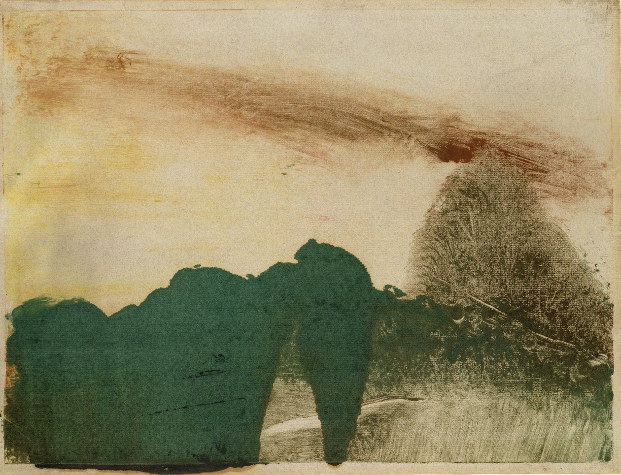 पहाड़ों में जंगल, c.1890 (कागज पर मोनोटाइप) द्वारा एडगर डीगास