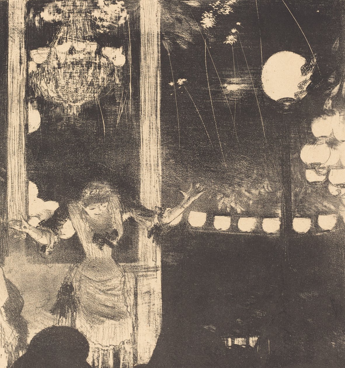 कैफ़े डेस एंबेसडर्स में मैडमियोसेले बेकाट, c.1877 (इंडिया पेपर पर लिथोग्राफ) द्वारा एडगर डीगास