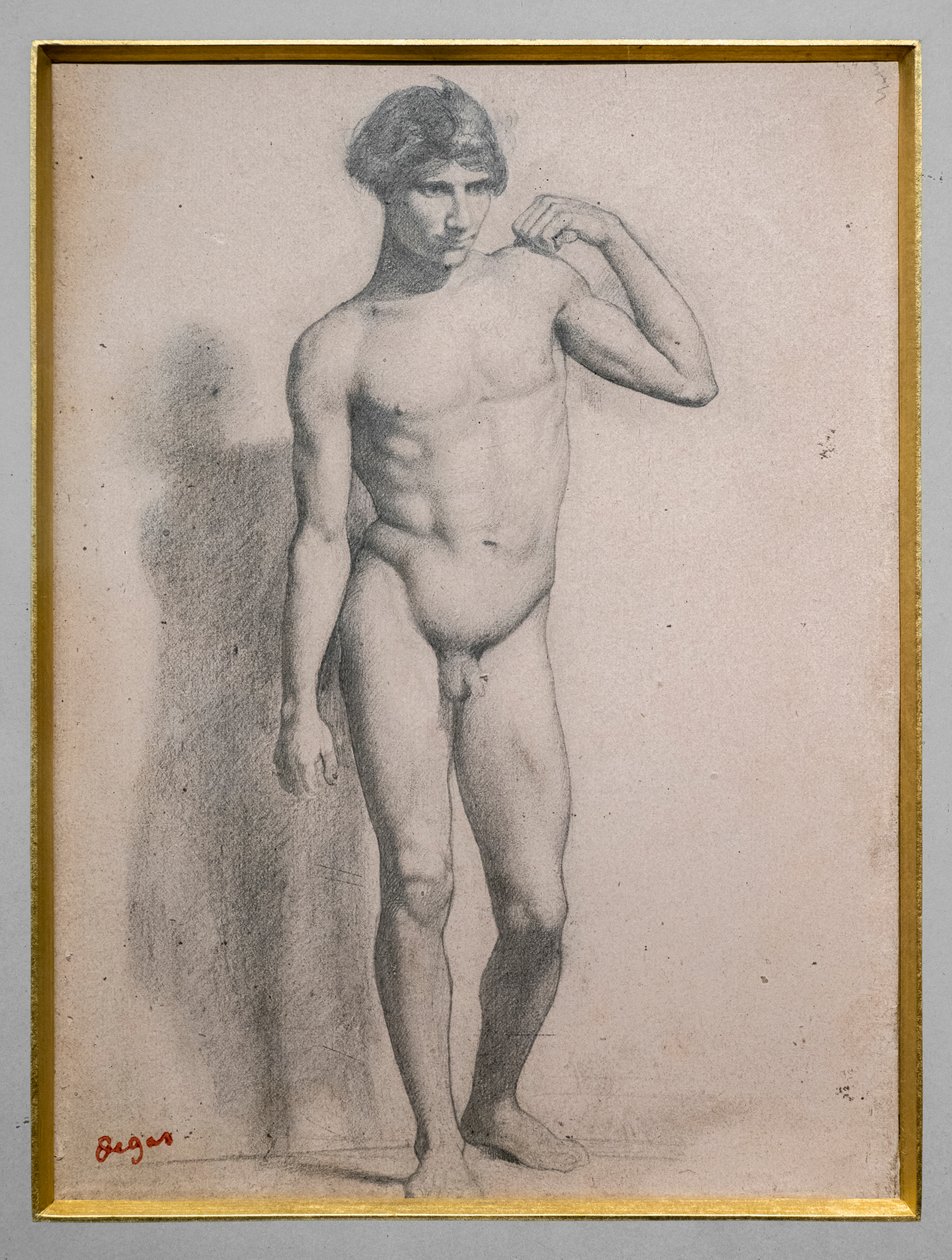 आदमी खड़ा है। 1856-1858 के आसपास। कागज पर ग्रेफाइट। द्वारा एडगर डीगास