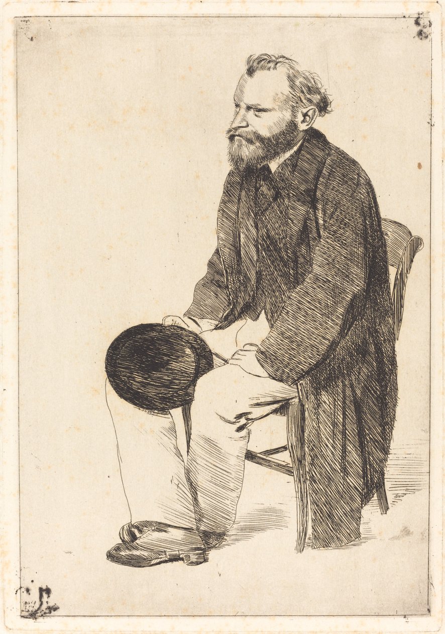 मैनेट बैठा हुआ, बायीं ओर मुड़ा मैनेट बैठा हुआ, बायीं ओर मुड़ा, c. 1861. द्वारा एडगर डीगास