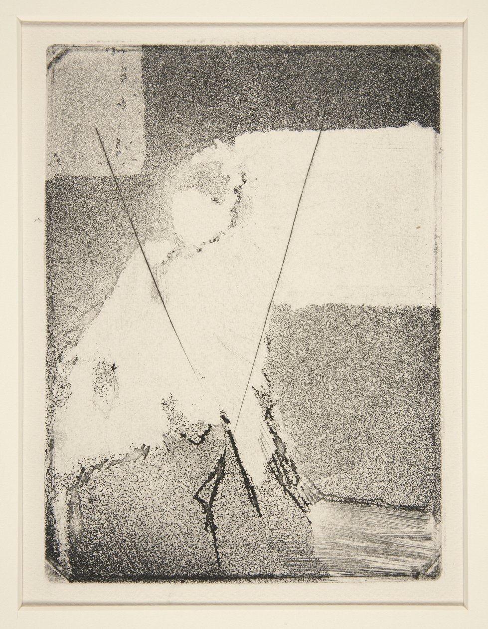 बोनट और शॉल में बैठी महिला, c.1879 (नक़्क़ाशी और जलीय) द्वारा एडगर डीगास